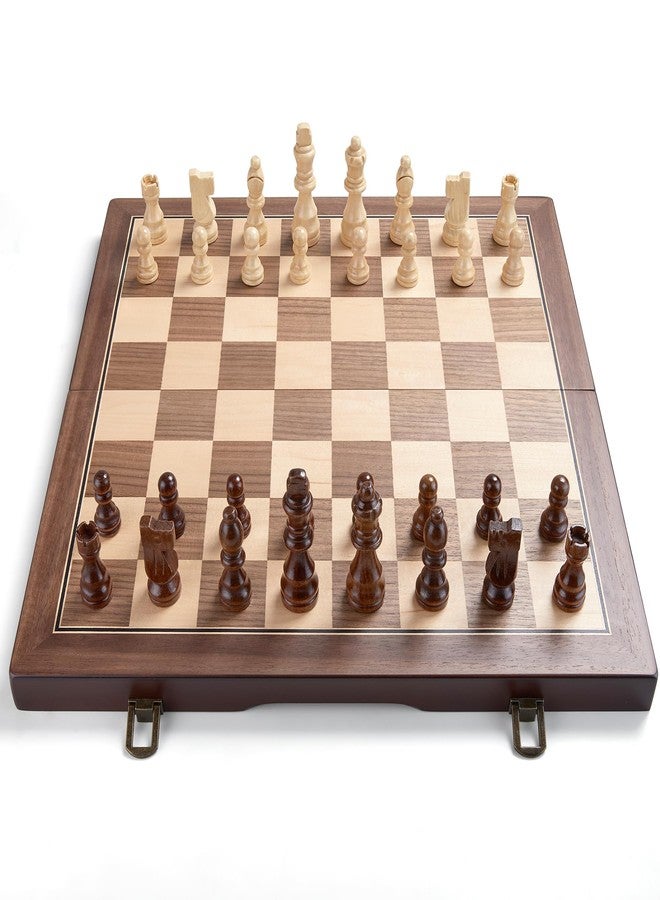 AMEROUS 15'' Magnetic Wooden Chess Set for Adults Kids - with Folding Board, Gift Package, Pieces Storage Slots, Handmade Pieces,Chess Board Game Set for Tournament Professional Beginner - Image 3
